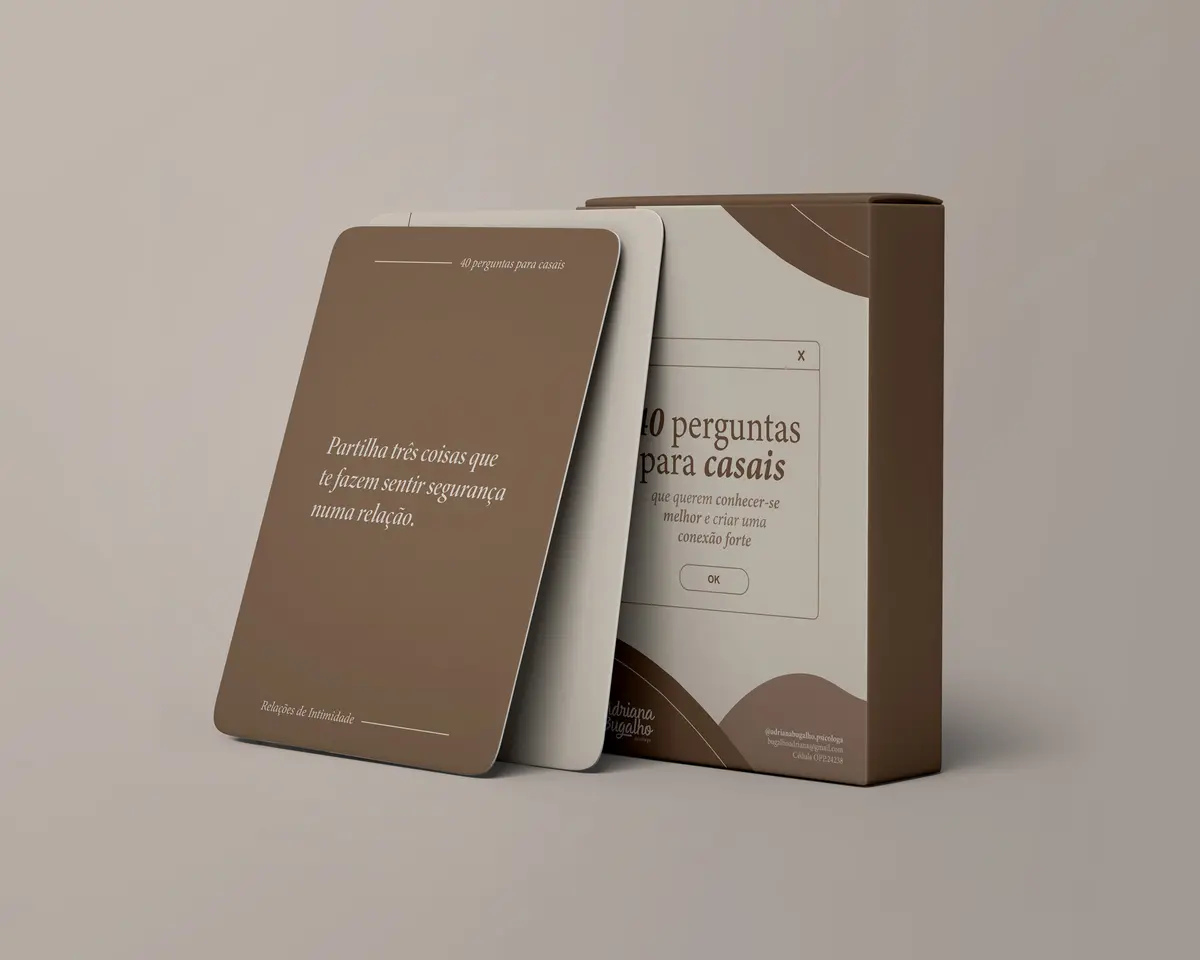 Caixa e cartas do baralho 40 Perguntas para Casais